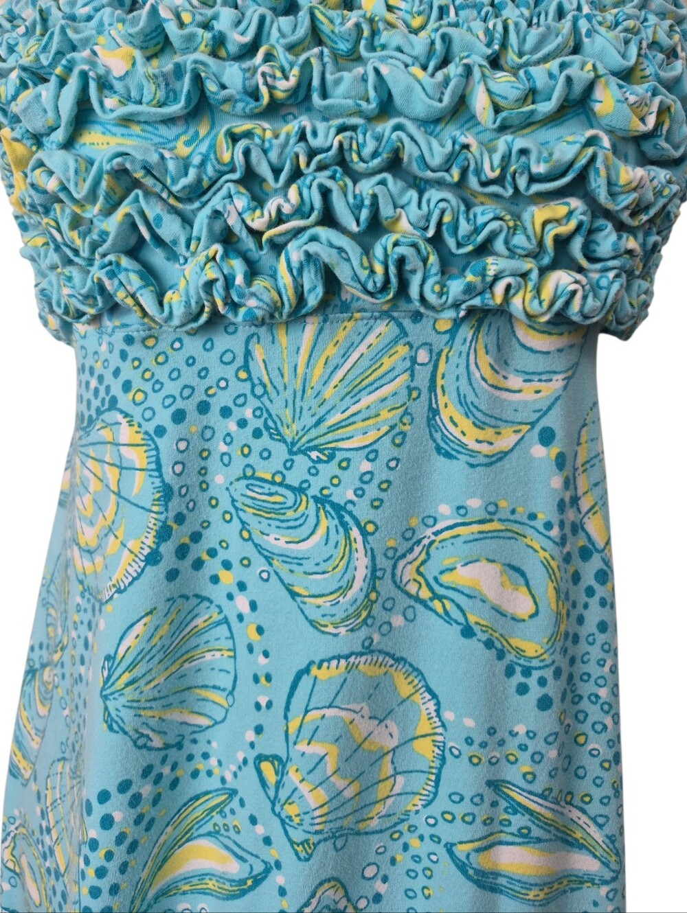 Lilly Pulitzer Strapless Ruffled Bodice Shell Print Maxi Dress M Coastal Resort - Picture 8 of 14